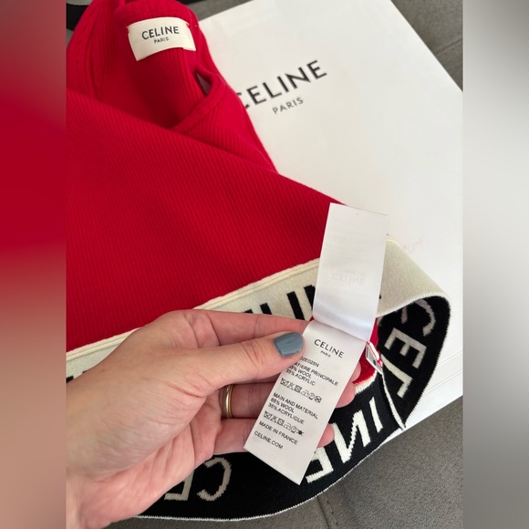 Celine Red Graphic Print Scoop Neck Crop Top Size S Logo Top - Picture 11 of 16